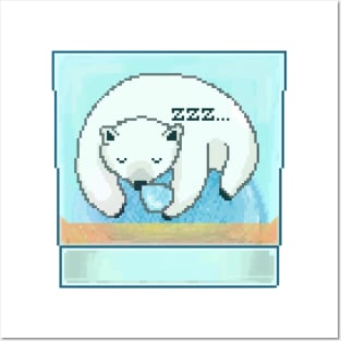 Polar bear sleeping in whiskey on the rocks Posters and Art